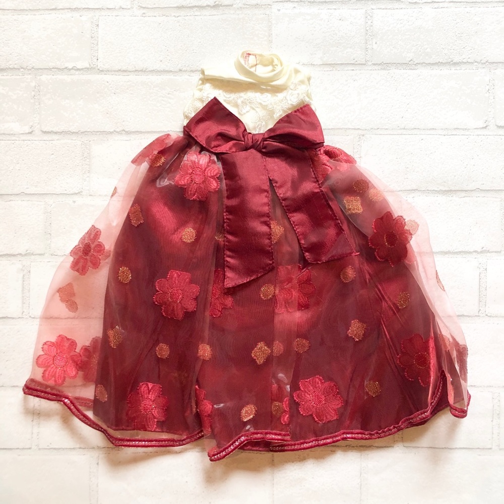 American Fashion World 18" Doll Burgundy Gold Sleeveless Gown Dress Fits America